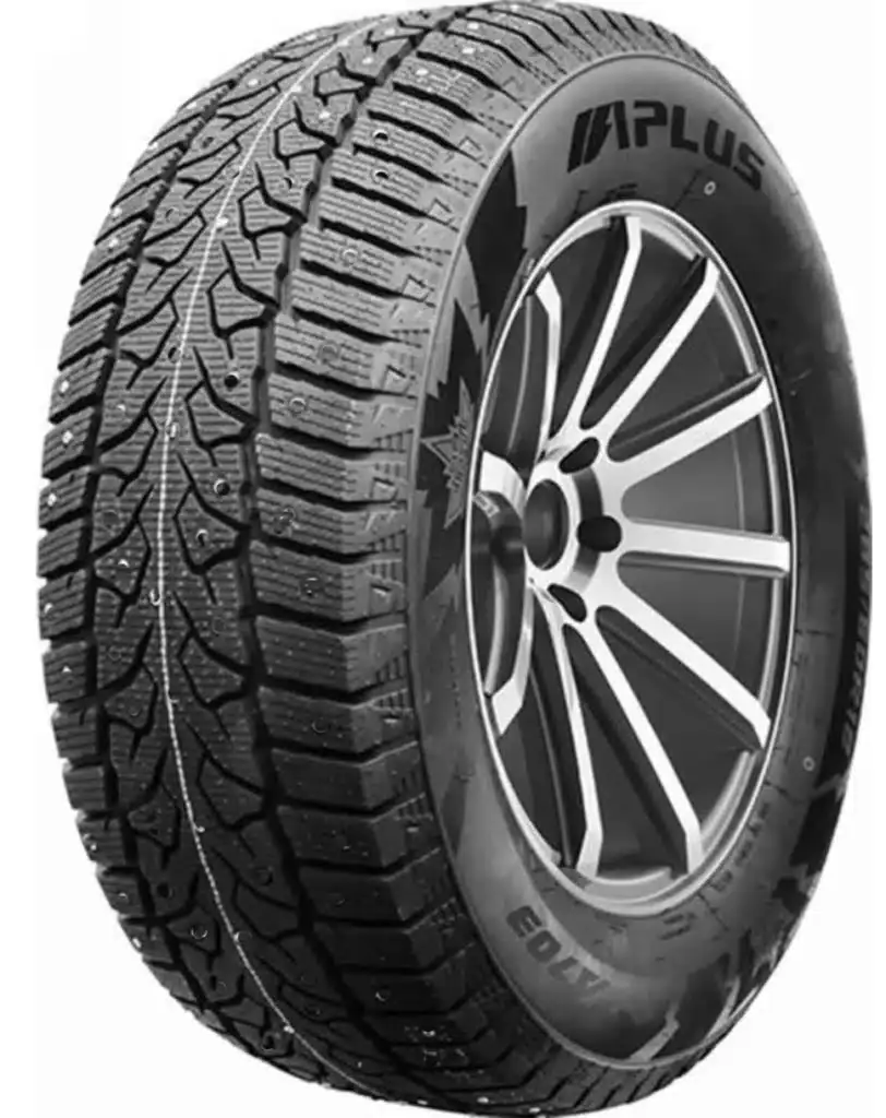 All-season winter tire with rugged tread pattern for enhanced grip.