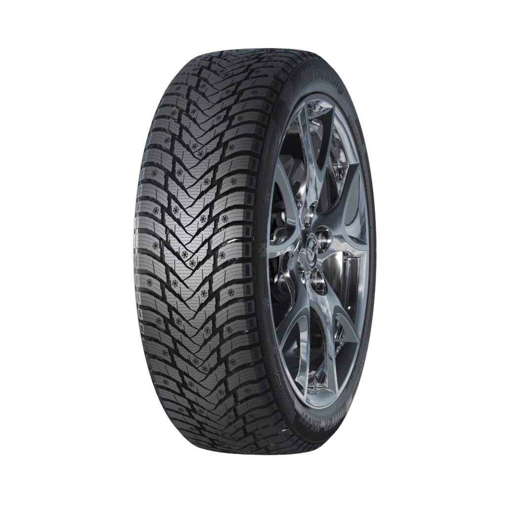 Winter tire with alloy wheel for 265/50R20 vehicles by Migo Tire.