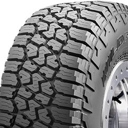 All-terrain tire with rugged tread pattern for off-road and on-road use.