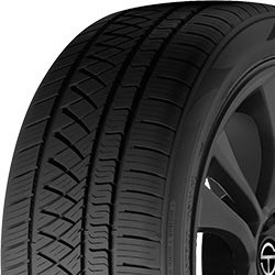 Close-up of Migo Tire Corp. tire showing detailed tread pattern.