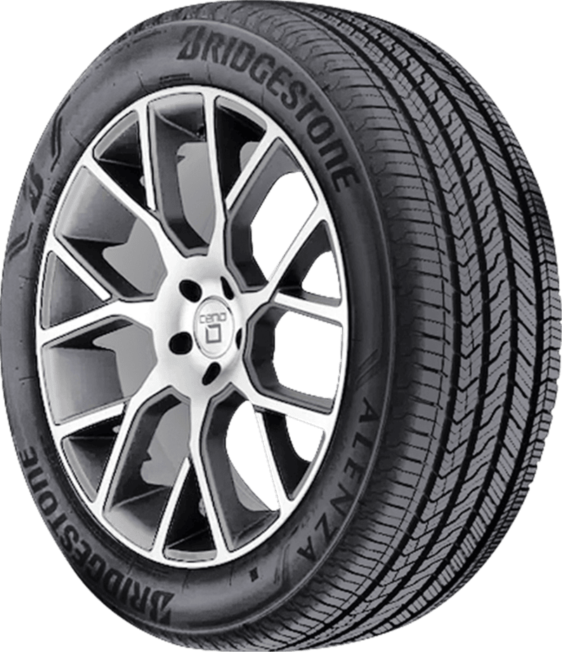 Bridgestone tire with stylish alloy wheel for all-season driving.