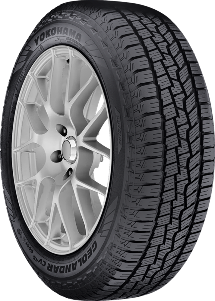 Yokohama Geolandar CV 4S G061 tire on alloy wheel for all-weather driving.