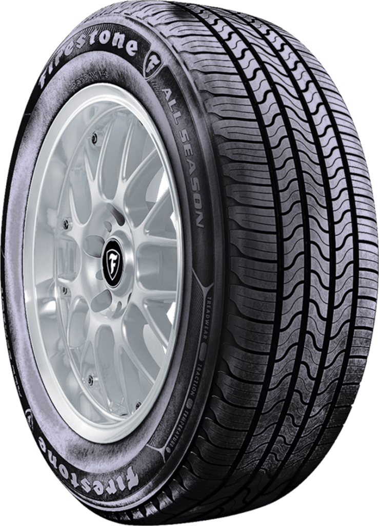 Firestone All Season P235/55R17 tire on alloy wheel for all-season driving.