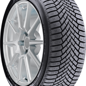 All-season tire with detailed tread pattern for optimal traction and performance.