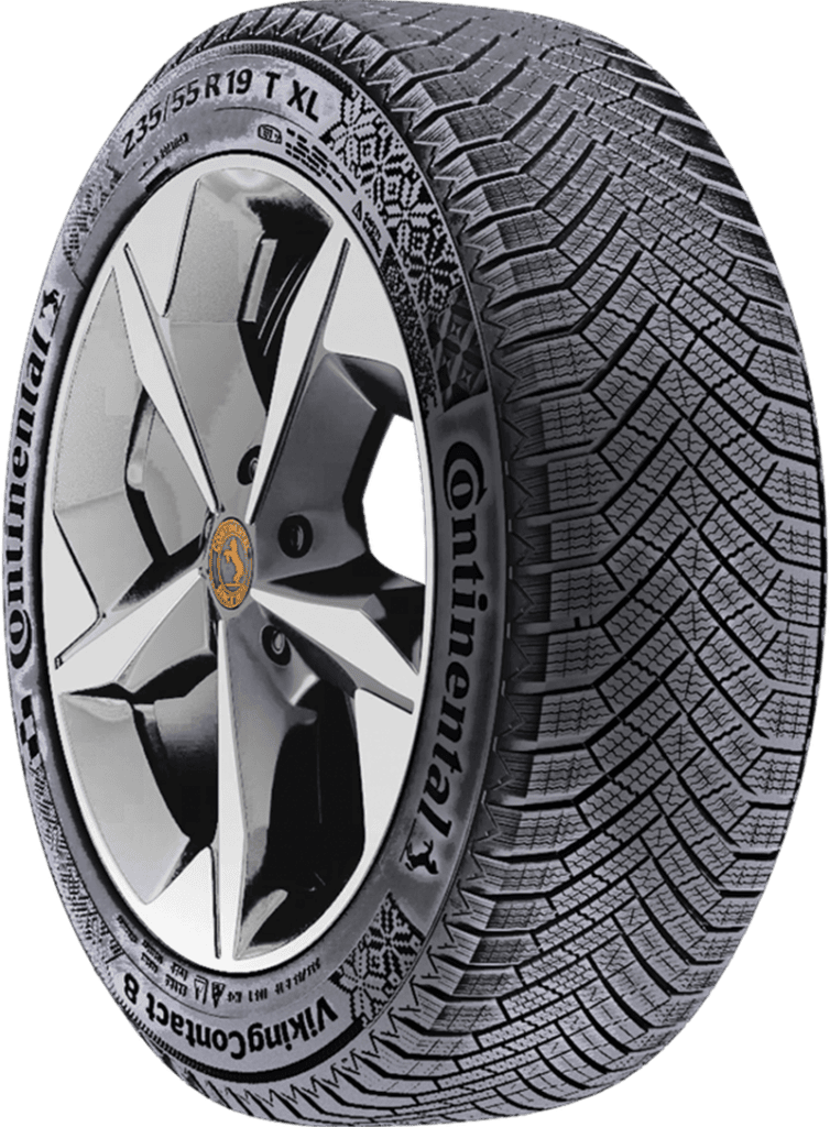 Continental tire with detailed tread pattern and alloy wheel.