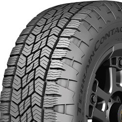 All-weather tire with rugged tread pattern for off-road and on-road use.