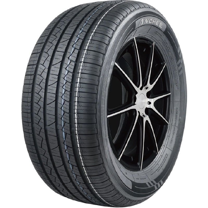 High-performance tire with black alloy wheel for vehicles.
