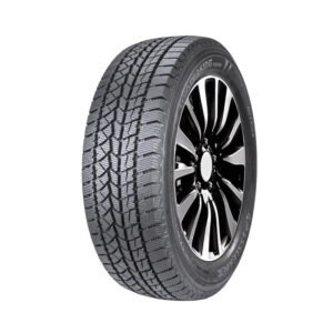 All-season tire with black alloy wheel for trucks and SUVs.