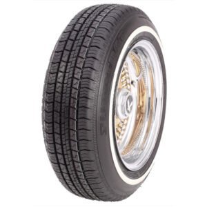 Migo Tire Corp. premium tire with detailed tread pattern and chrome wheel.