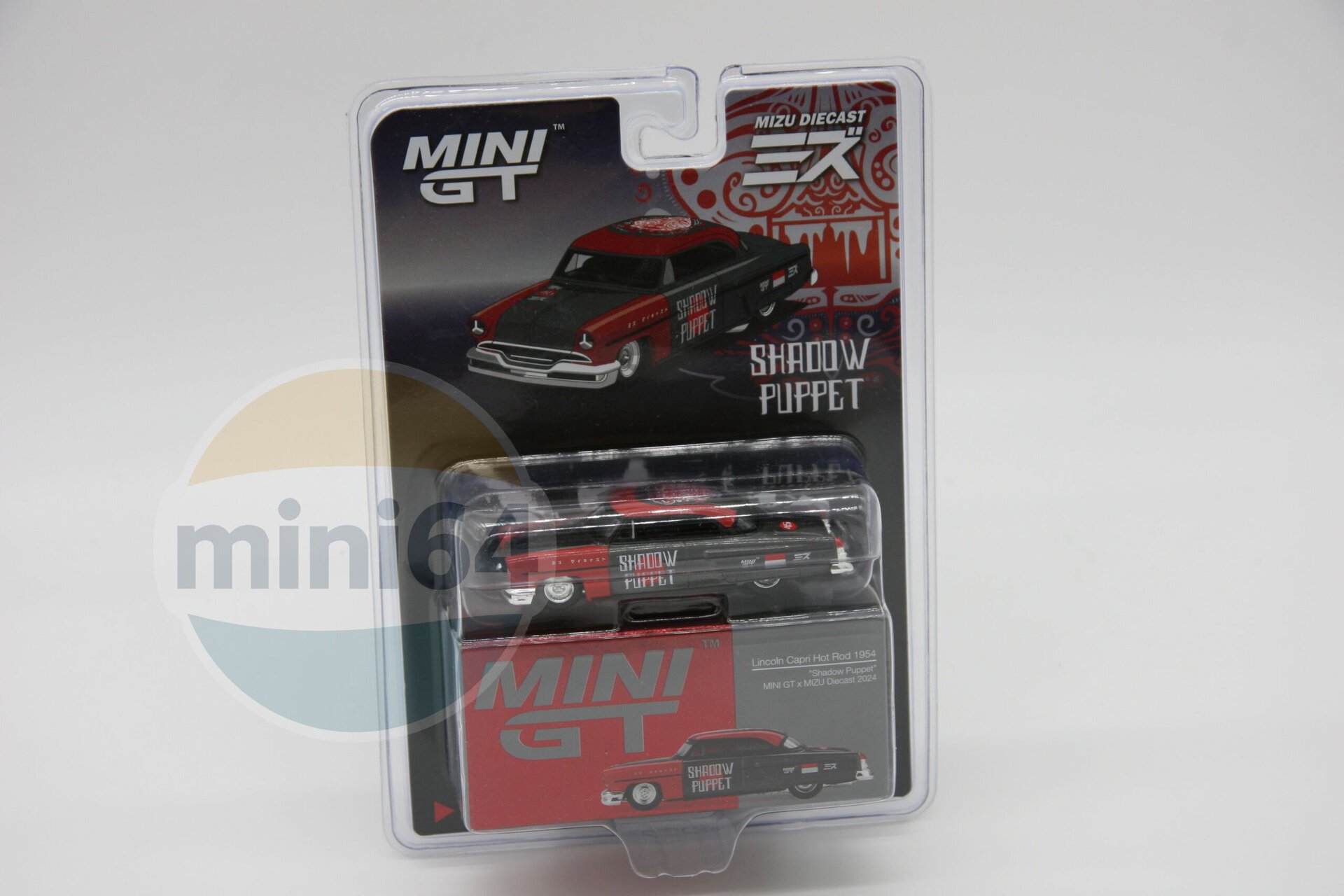 1:64 Lincoln Capri Hot Rod 1954 “Shadow Puppet” MINI GT x MIZU - obrazek 2