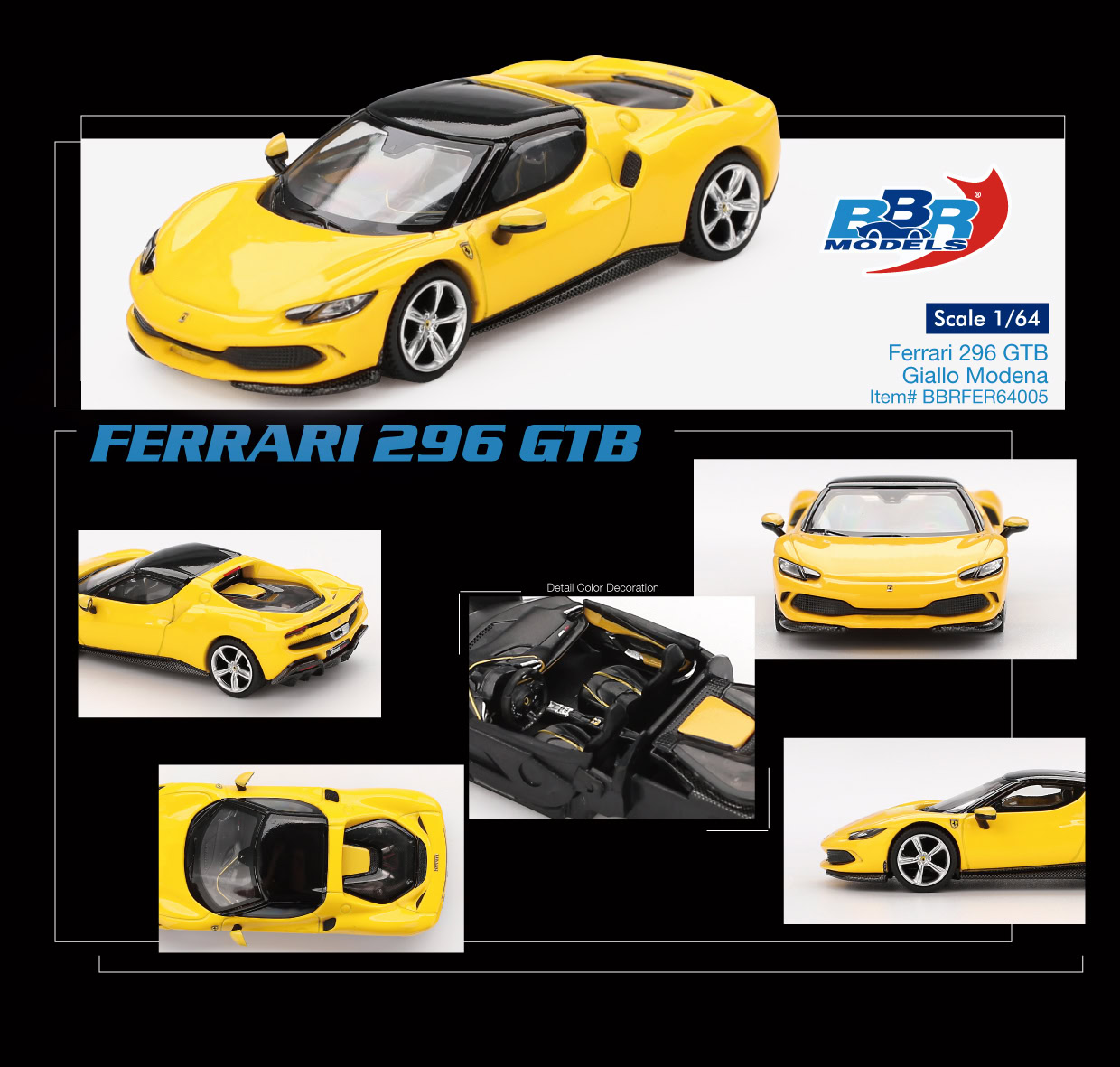 1:64 Ferrari 296 GTB Giallo Modena - obrazek 2