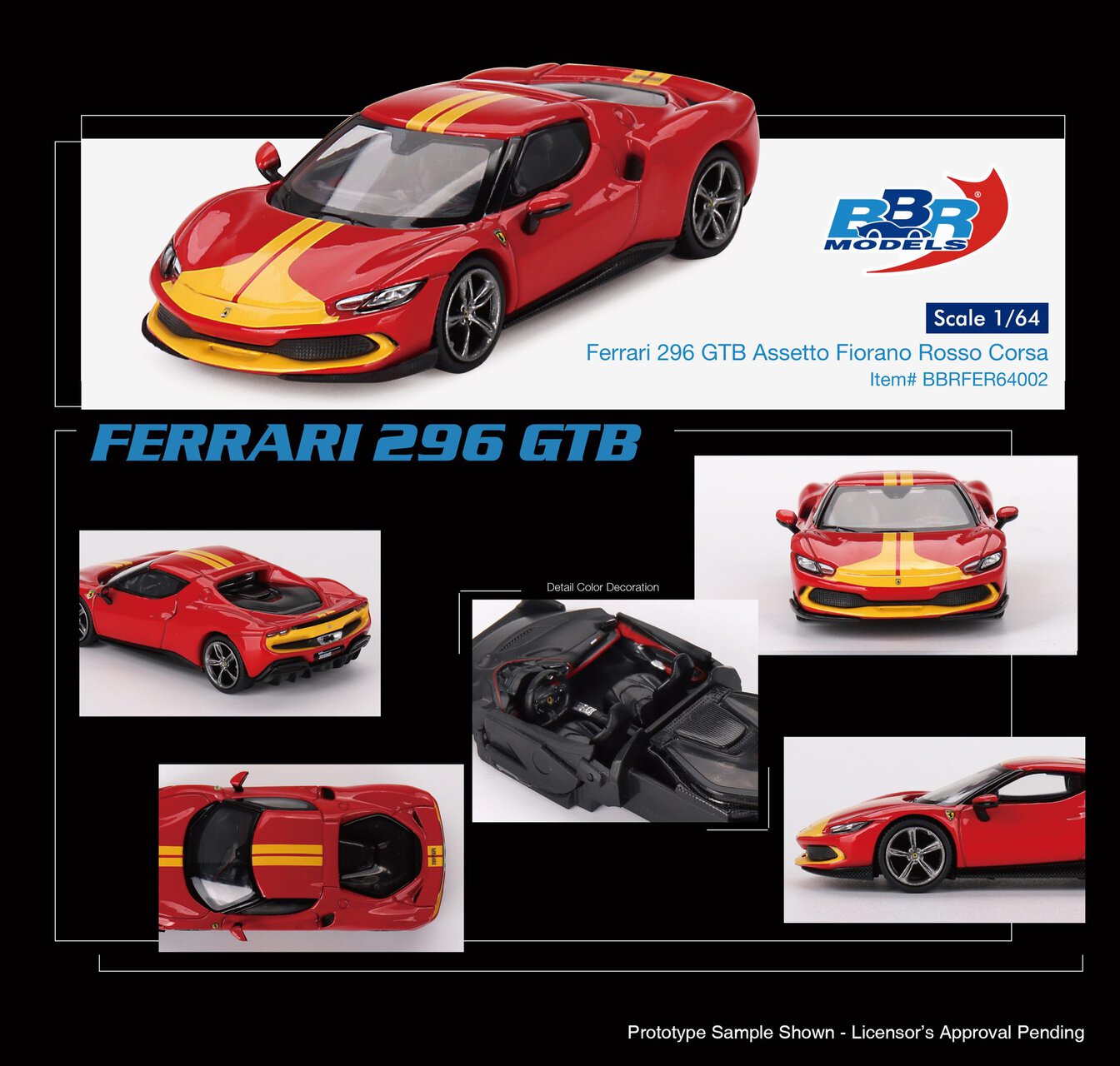 1:64 Ferrari 296 GTB - Rosso Corsa Assetto Fiorano - obrazek 2