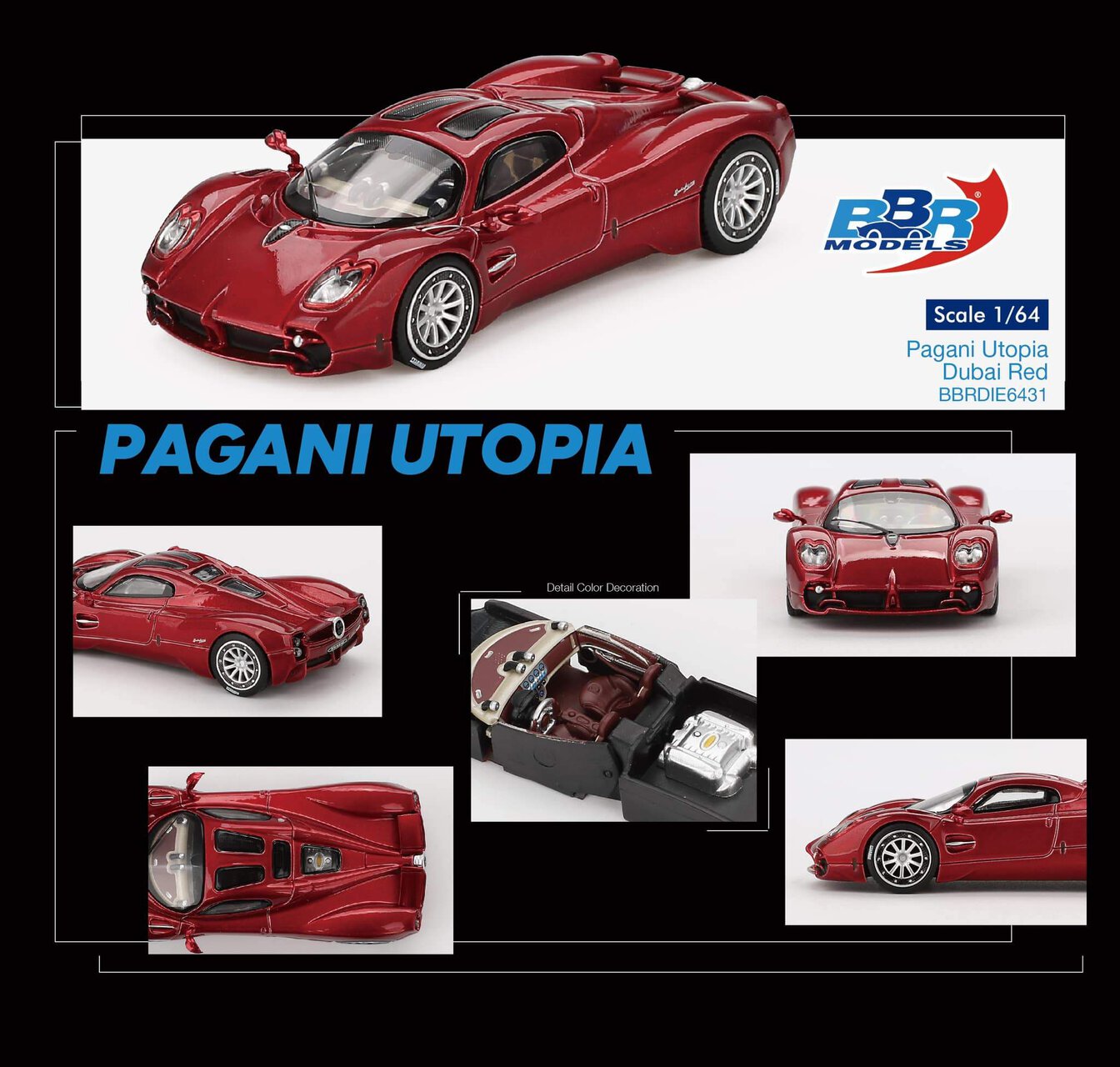 1:64 Pagani Utopia Dubai Red - obrazek 2