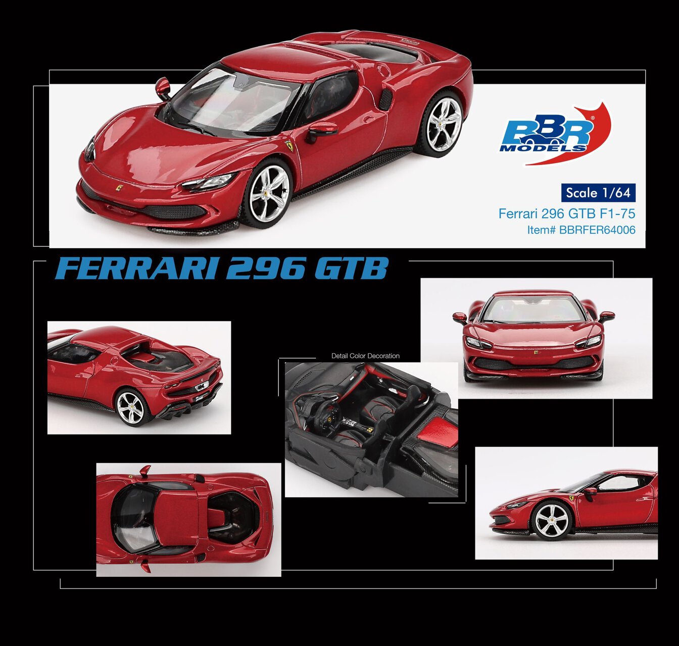 1:64 Ferrari 296 GTB Rosso Imola - obrazek 2