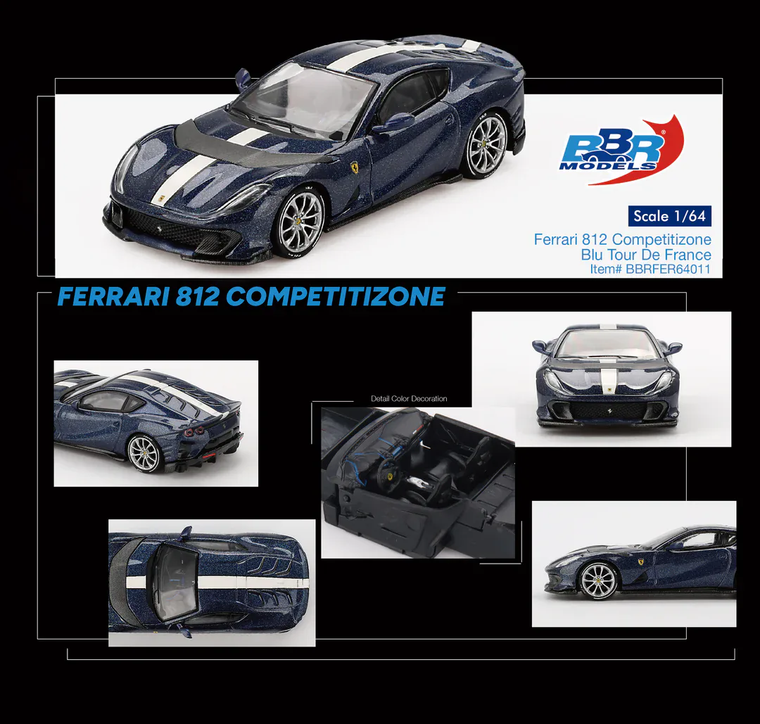 1:64 Ferrari 812 Competizione Blu Tour De France - obrazek 2