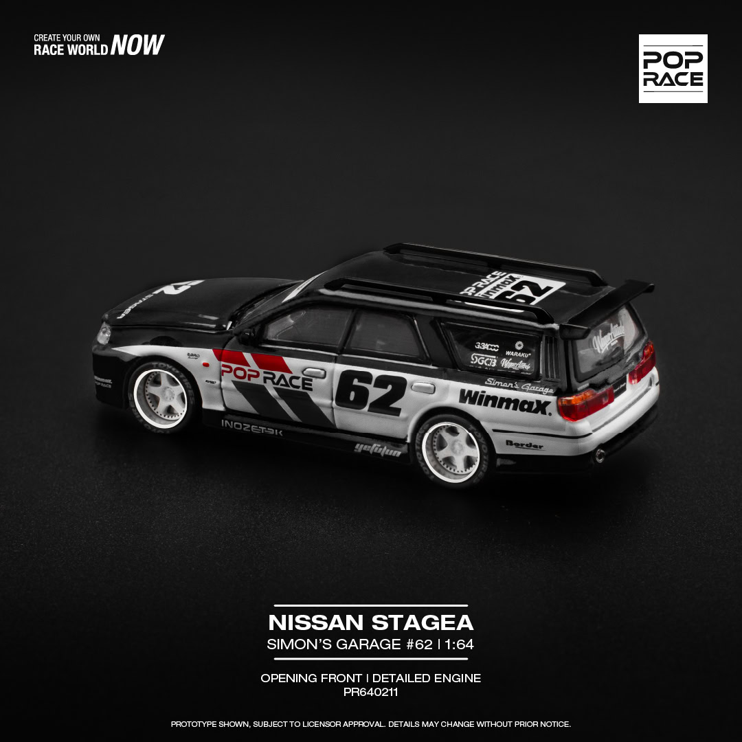 1:64 Nissan Stagea R34 SIMON’S GARAGE #62 Black - obrazek 3