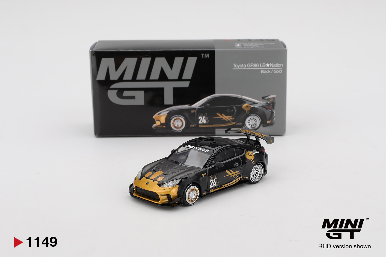 1:64 Toyota GR86 Supra LB-Nation Black / Gold - obrazek 2