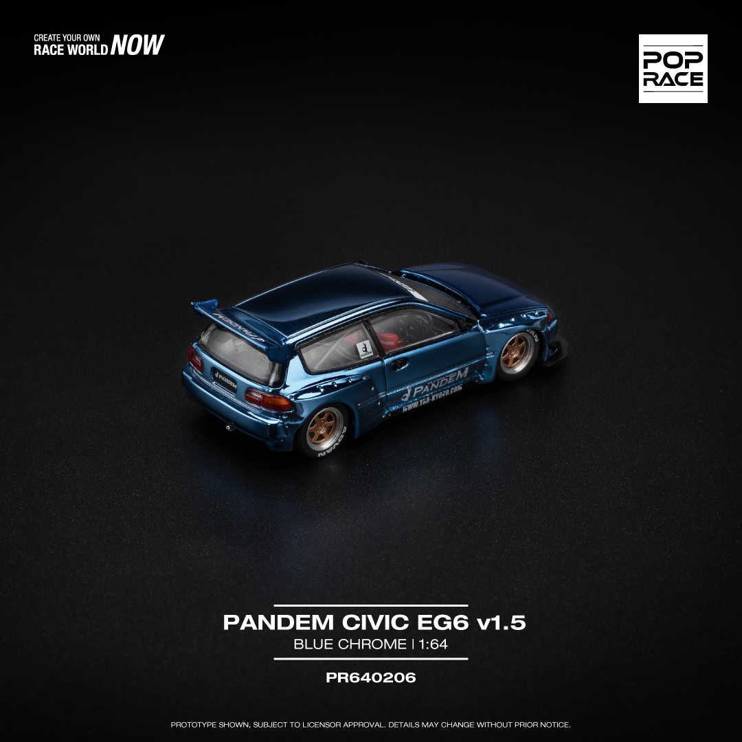 1:64 Honda Pandem Civic EG6 Blue Chrome - obrazek 3