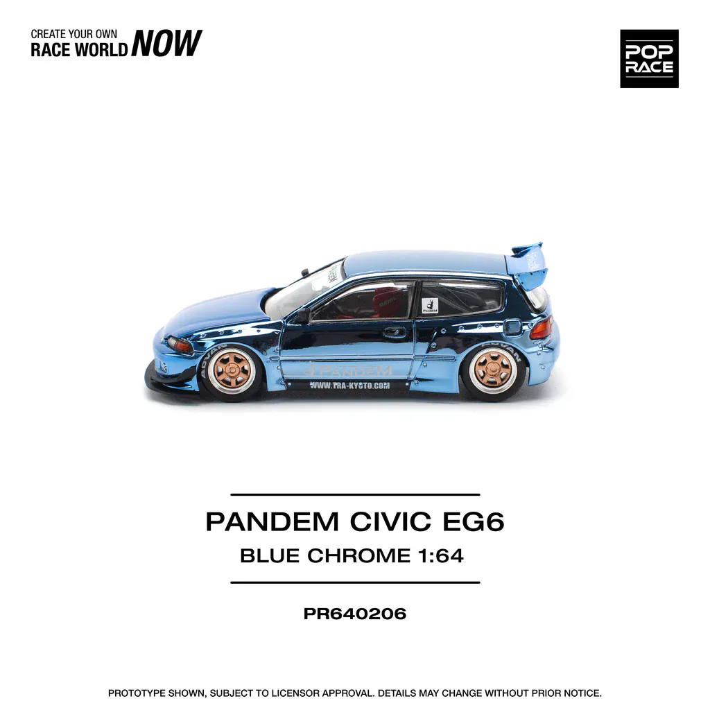1:64 Honda Pandem Civic EG6 Blue Chrome - obrazek 6