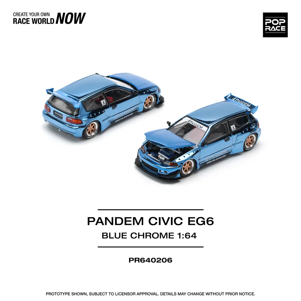 1:64 Honda Pandem Civic EG6 Blue Chrome - obrazek 4
