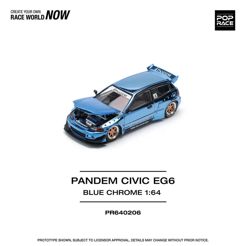 1:64 Honda Pandem Civic EG6 Blue Chrome