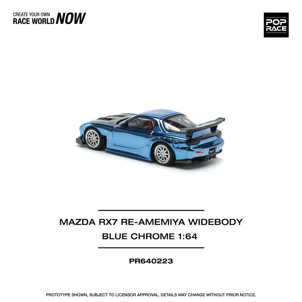1:64 Mazda RX7 RE-AMEMIYA Widebody Blue Chrome - obrazek 4