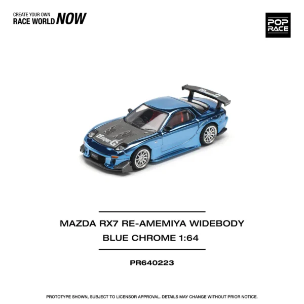 1:64 Mazda RX7 RE-AMEMIYA Widebody Blue Chrome