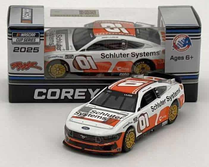 1:64 Corey Lajoie #01 Schulter Systems White 2025 Mustang