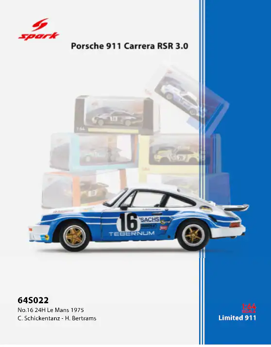 1:64 Porsche 911 Carrera RSR 3.0 No.16 24H Le Mans 1975