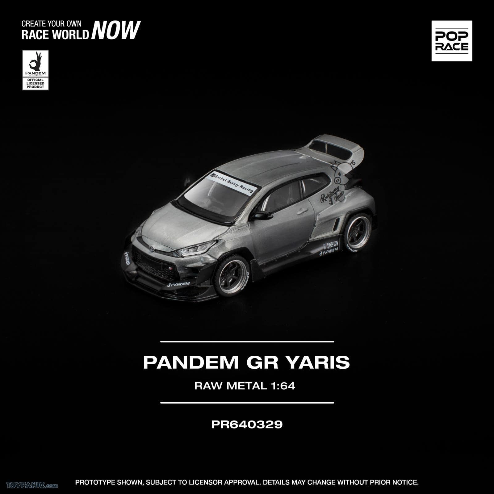 Miniature Toyota Pandem GR Yaris w metalicznym wykończeniu, diecast model samochodu.