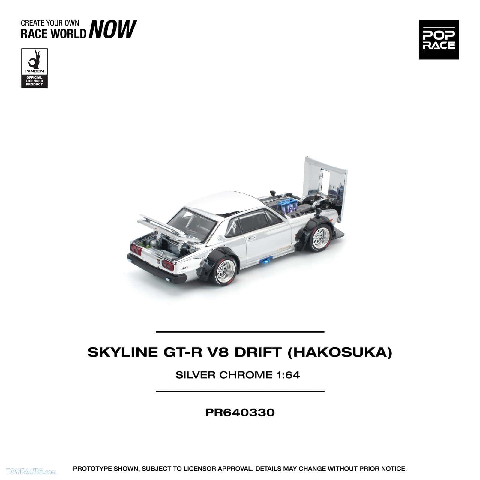 Mini64 diecast Nissan Skyline GT-R V8 Drift model, silver chrome, collectible scale model car.