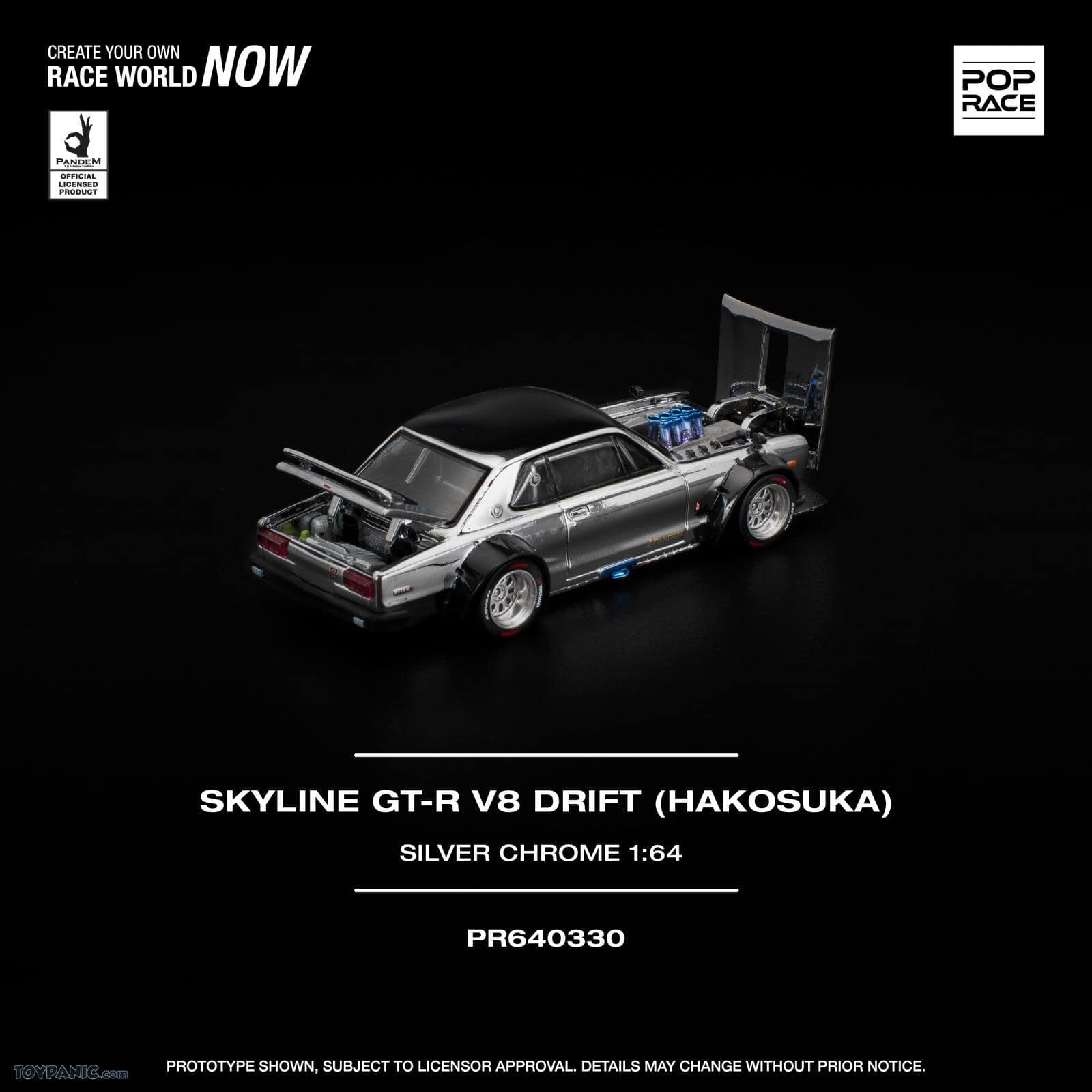 Mini64 diecast Nissan Skyline GT-R V8 Drift model, silver chrome, collectible scale model car.