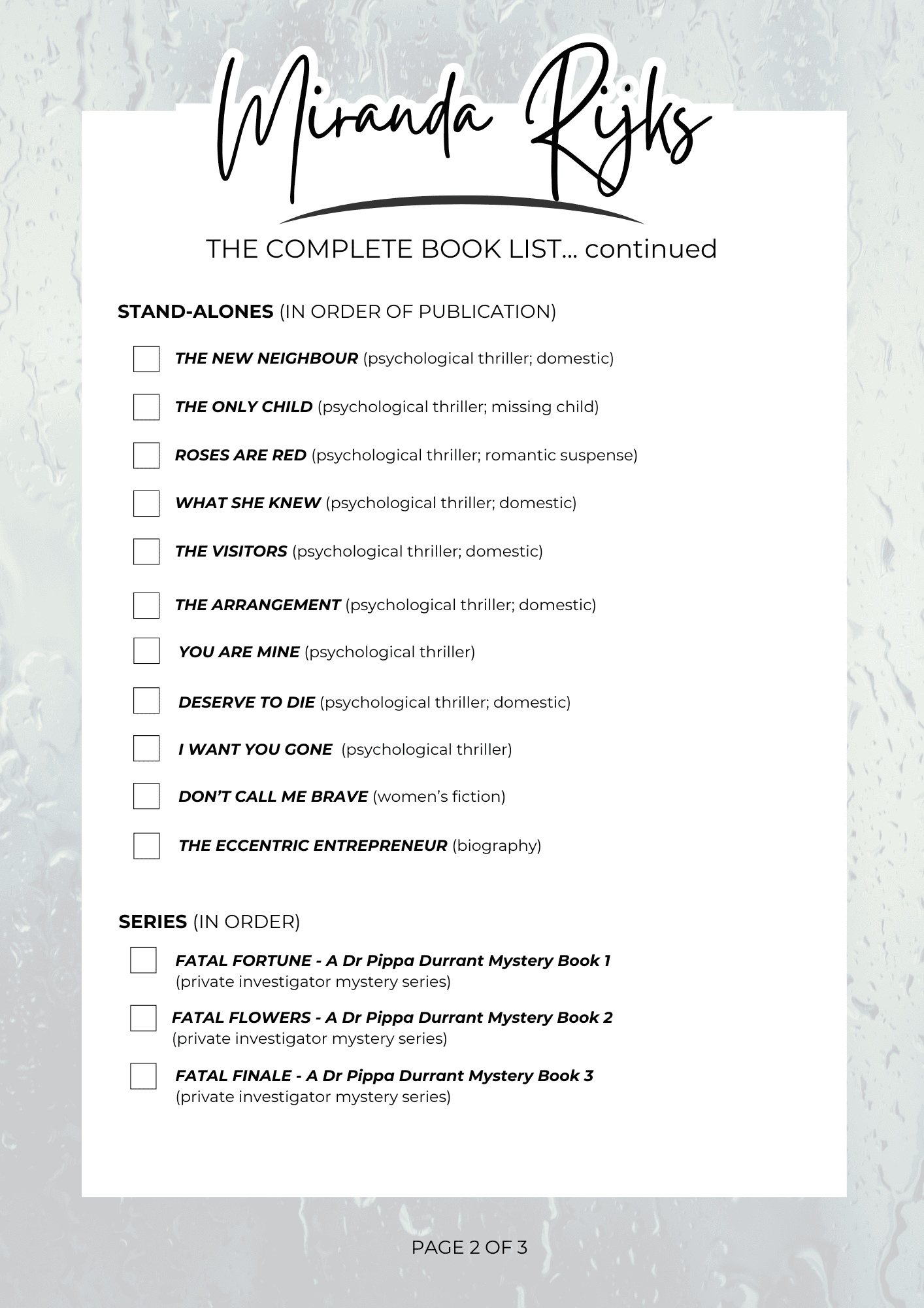The Complete Book List Page 2<br />
