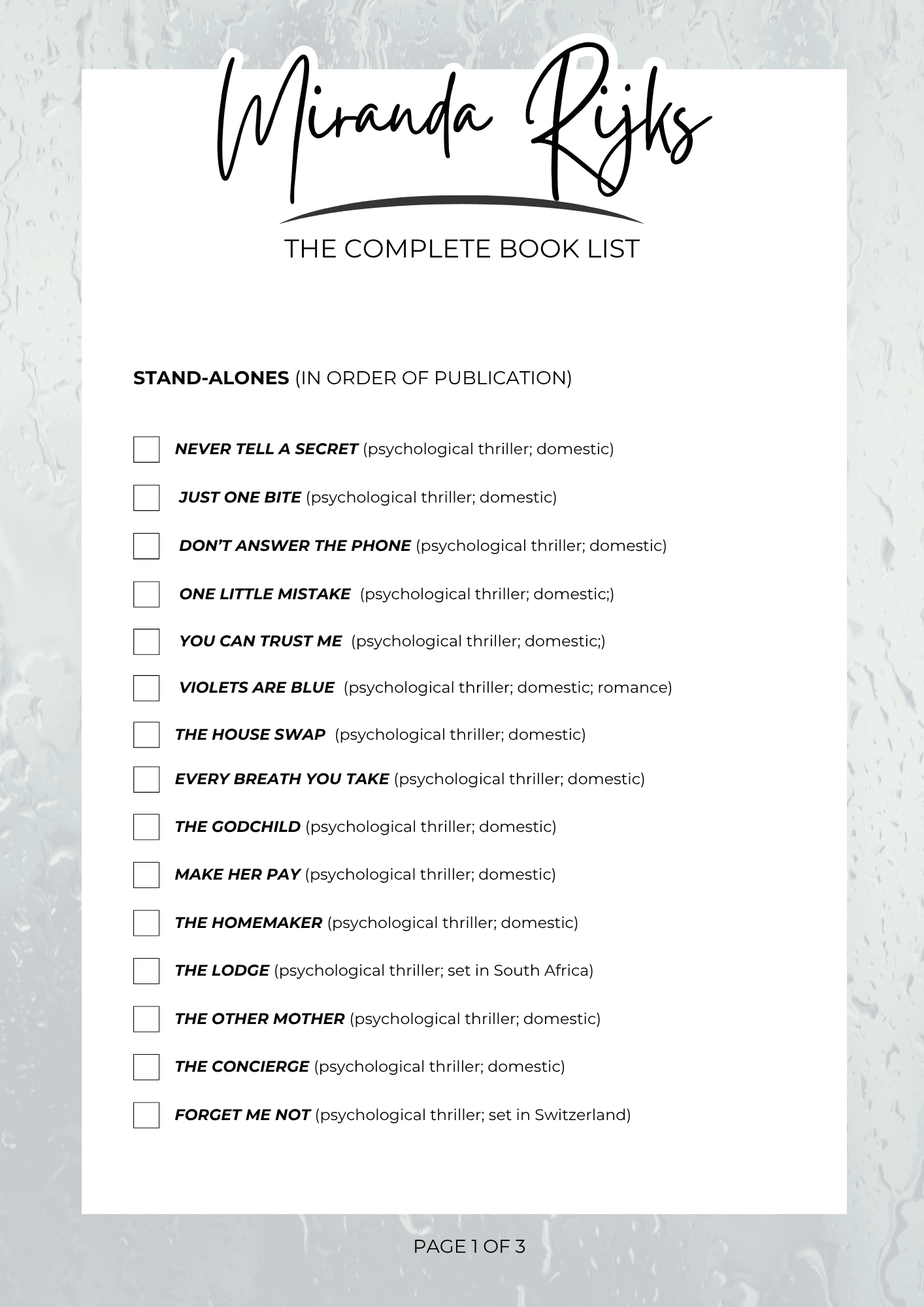 The Complete Book List page 1