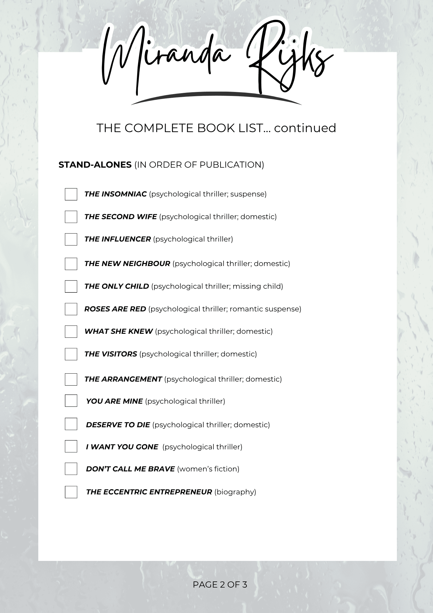 The Complete Book List Page 2<br />
