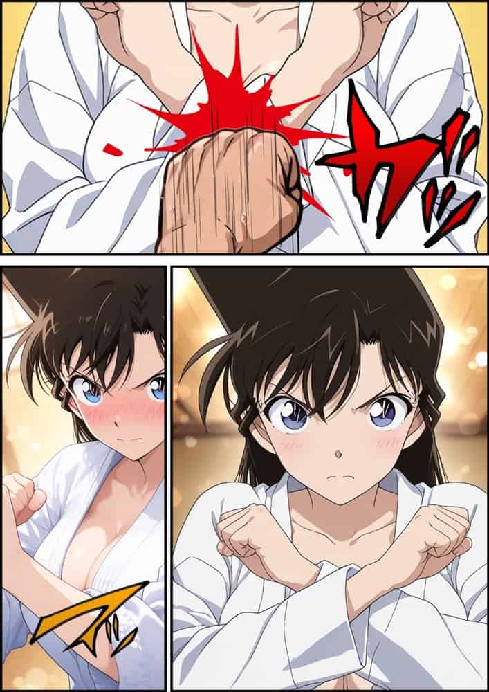 名探偵コ〇ン 毛利蘭 集団わいせつ事件 タオル1枚で男湯潜入編