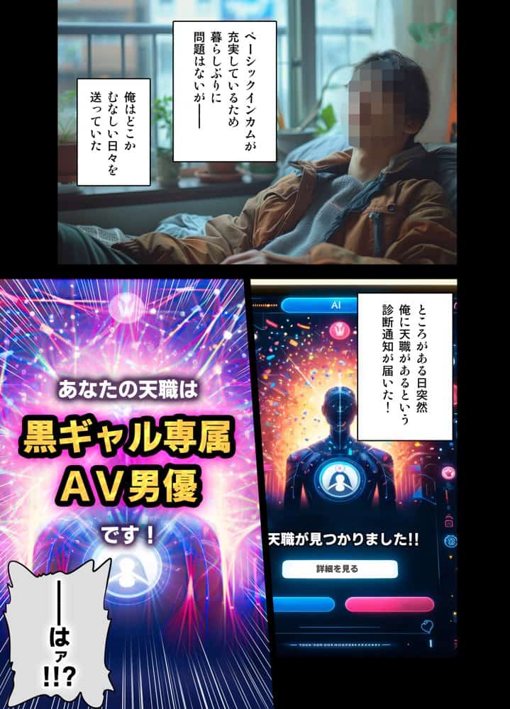 黒ギャルAV女優100人と結婚する話 -AI職業診断を受けたら、あなたの天職は黒ギャルAV専門男優！？-