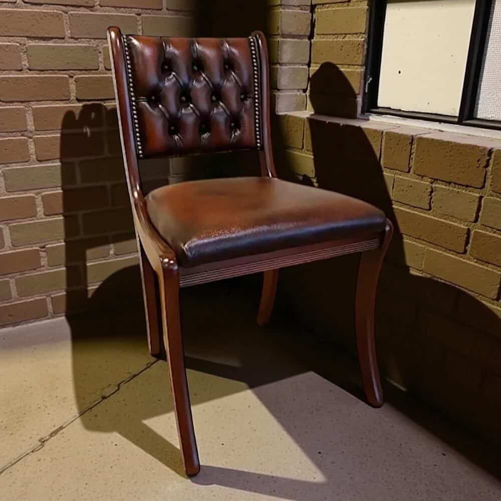 6x Chesterfield Regency stoelen Chestnut leder Direct leverbaar - Afbeelding 2