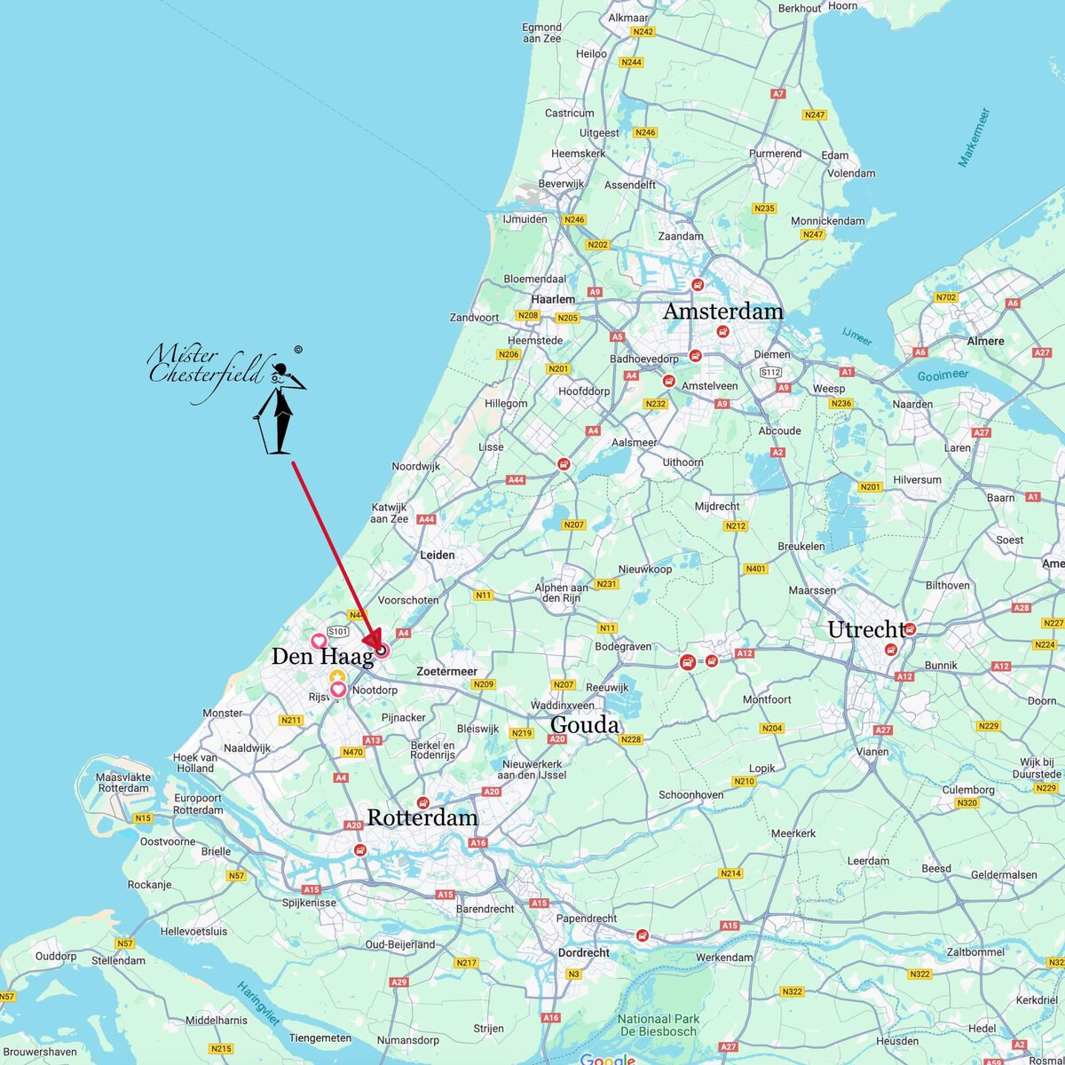google mister chesterfield locatie
