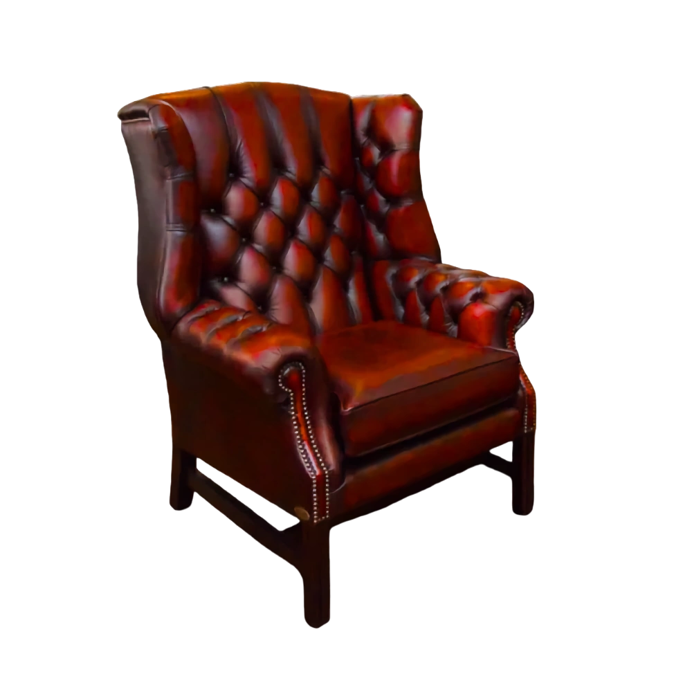 gebruikte-chesterfield-georgian high back rood oxblood chair fauteuil