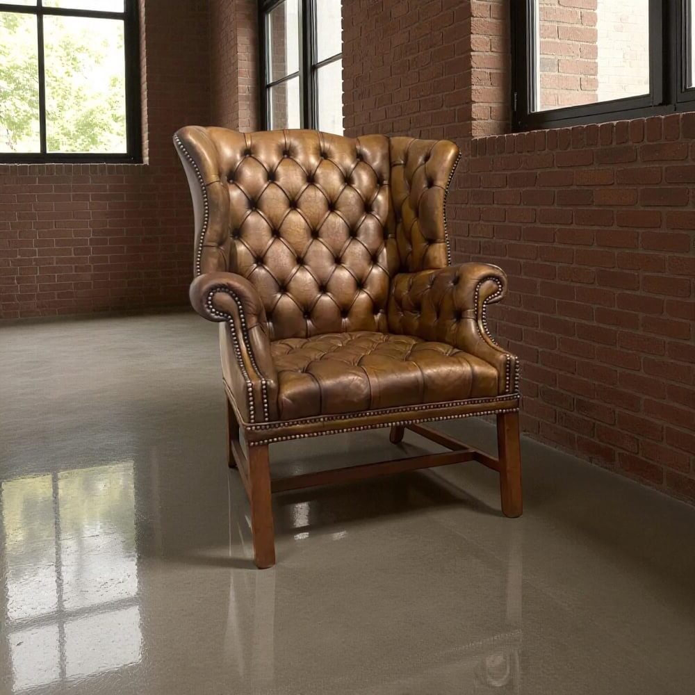 NR. 1199 Wingchair hand-gepatineerd rundleer 50+ - Afbeelding 2