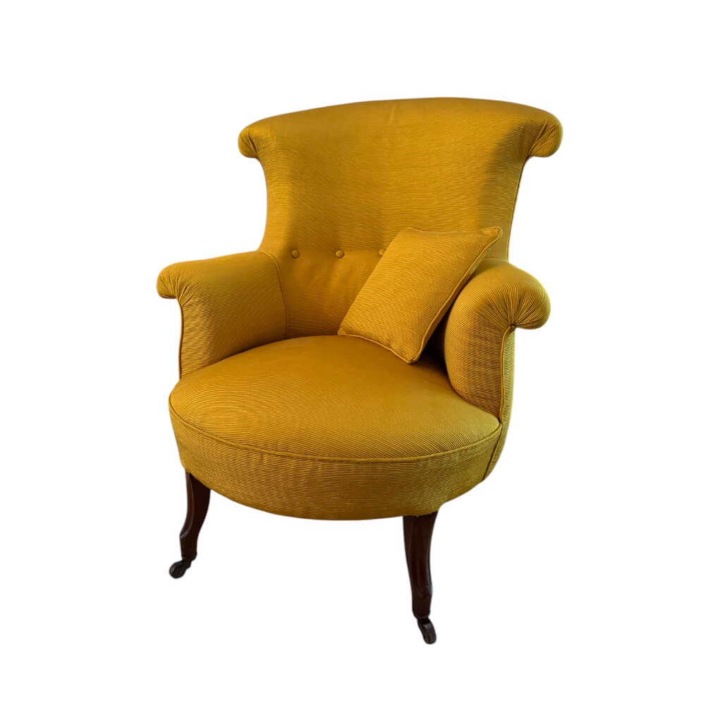 NR. 0189 Fauteuil uit 1815-1848 in geel zuiver zijde - Afbeelding 3