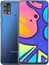 Samsung Galaxy smartphone met kleurrijk scherm en blauwe behuizing op een witte achtergrond.
