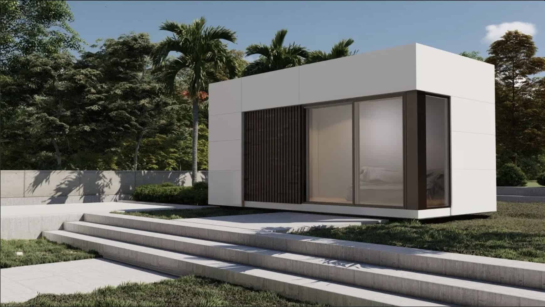 Casa moderna prefabricada en entorno natural