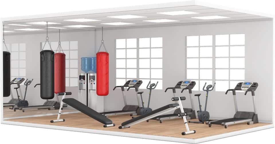 Gimnasio moderno con equipo de entrenamiento variado