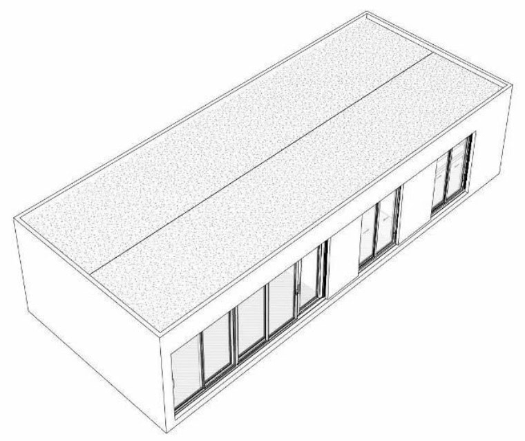 Diseño isométrico de un edificio rectangular