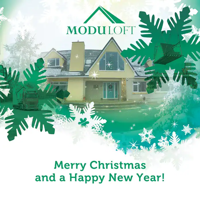 Moduloft graphic saying Merry Christmas and a Happy New Year.