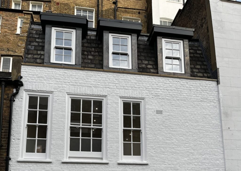 Completed mansard storey on a mews house in Marylebone, London W1