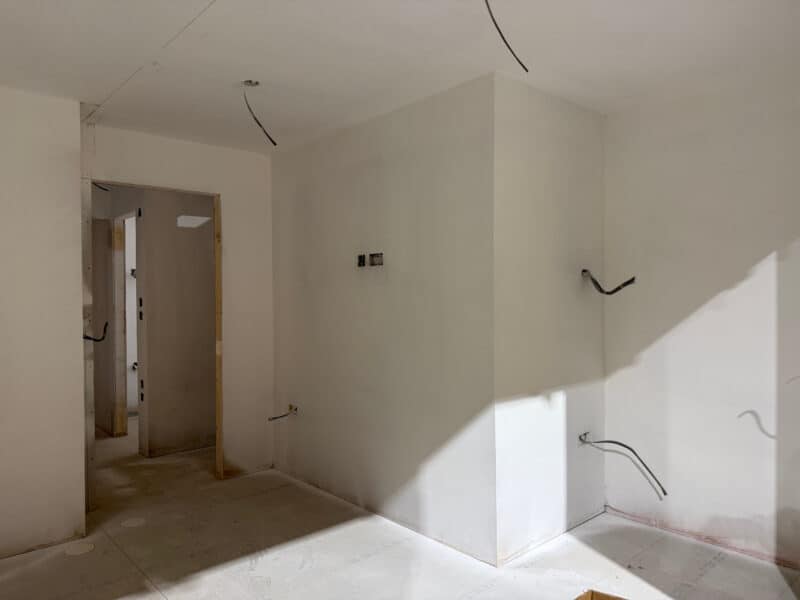 7. After plaster boarding, skimming and mist coat we are ready for the second fix to begin.