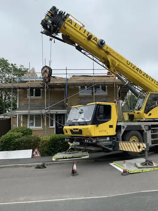 A crane during the Moduloft installation process.